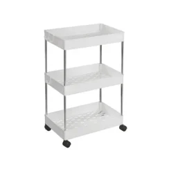 Rootz Køkkenvogn - Rullereol - Serveringsvogn - 3 Etagers køkkenvogn - Vognstativ - Opbevaringsvognsstativ - Mobilt Trolleystativ - Hvid - 40 x 22 x 6 | Fyndiq