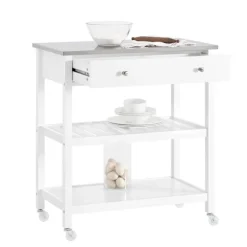 Rootz Køkkenvogn - Serveringsvogn - Køkkenø - Top i rustfrit stål - Kompakt design - 81x90x45cm