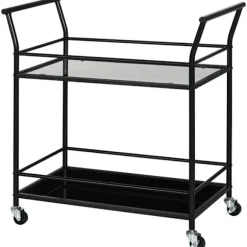 Rootz Køkkenvogn - Serveringsvogn - Med 4 hjul - 2 hylder og håndtag - Sort - 75 cm x 40 cm x 80 cm