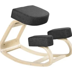 Rootz Knæstol - Ergonomiske sædeskamler - Polstrede skamler - Sunde siddepladser - Birketræ - 120 kg Kapacitet - Sort - 51 cm x 69 cm x 58 cm