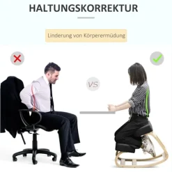 Rootz Knæstol - Ergonomiske sædeskamler - Polstrede skamler - Sunde siddepladser - Birketræ - 120 kg Kapacitet - Sort - 51 cm x 69 cm x 58 cm