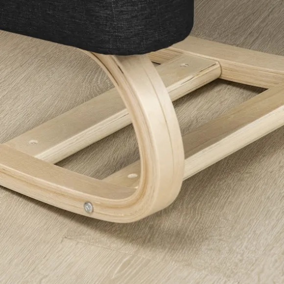 Rootz Knæstol - Ergonomiske sædeskamler - Polstrede skamler - Sunde siddepladser - Birketræ - 120 kg Kapacitet - Sort - 51 cm x 69 cm x 58 cm