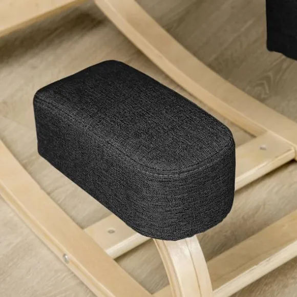 Rootz Knæstol - Ergonomiske sædeskamler - Polstrede skamler - Sunde siddepladser - Birketræ - 120 kg Kapacitet - Sort - 51 cm x 69 cm x 58 cm