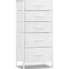 Rootz -kommode - Kommode - Opbevaringsskab - Rumbesparende - 45,5 x 95,5 x 30 cm - Hvid & brun metalramme - 5 stofskuffer