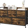 Rootz kommode - Opbevaringsskab - Industriel stil - Stålramme - 98 cm x 29 cm x 63 cm - Melamintræ - Rustikalbraun