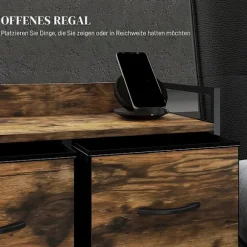 Rootz kommode - Opbevaringsskab - Industriel stil - Stålramme - 98 cm x 29 cm x 63 cm - Melamintræ - Rustikalbraun