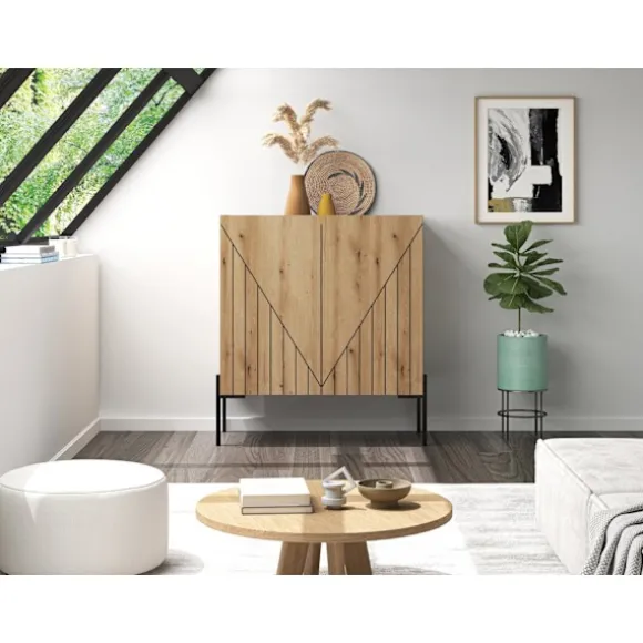 Rootz -kommode - Opbevaringsskab - kommode - overflader med nempleje - 80x91x40 cm - Brun og sort