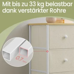Rootz -kommode - skab - opbevaringsskab - 6 stofskuffer - Rumbesparende design - 30x56x93cm