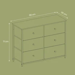 Rootz -kommode - skab - opbevaringsskab - 6 stofskuffer - Rumbesparende design - 30x56x93cm