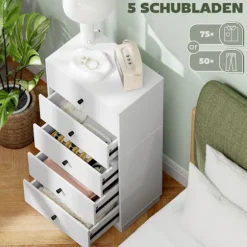 Rootz kommode - Skænk - Opbevaringsskab - Modern Elegance i hvid - Træmateriale - 5 skuffer - 47 x 29 x 95 cm