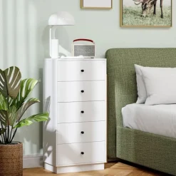 Rootz kommode - Skænk - Opbevaringsskab - Modern Elegance i hvid - Træmateriale - 5 skuffer - 47 x 29 x 95 cm