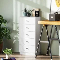 Rootz kommode - Skænk - Opbevaringsskab - Modern Elegance i hvid - Træmateriale - 5 skuffer - 47 x 29 x 95 cm