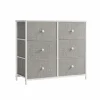 Rootz kommode med 3 skuffer - Opbevaringsskab - Kommode - Lysegrå hvid - Spånplade stål ikke-vævet stof - 30 cm x 80 cm x 71 cm - 10,2 kg Maks. vægt - | Fyndiq