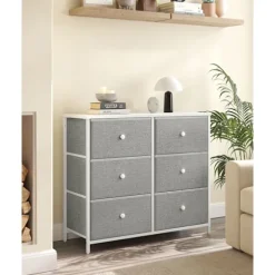 Rootz kommode med 3 skuffer - Opbevaringsskab - Kommode - Lysegrå hvid - Spånplade stål ikke-vævet stof - 30 cm x 80 cm x 71 cm - 10,2 kg Maks. vægt - | Fyndiq