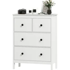 Rootz kommode med 4 skuffer - Kommode - Opbevaringsskab - Moderne og ridsefast - 35t x 97h cm - Hvid spånplade