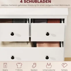 Rootz kommode med 4 skuffer - Kommode - Opbevaringsskab - Moderne og ridsefast - 35t x 97h cm - Hvid spånplade