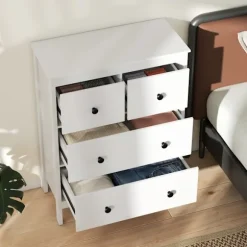 Rootz kommode med 4 skuffer - Kommode - Opbevaringsskab - Moderne og ridsefast - 35t x 97h cm - Hvid spånplade