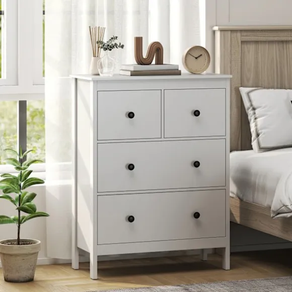 Rootz kommode med 4 skuffer - Kommode - Opbevaringsskab - Moderne og ridsefast - 35t x 97h cm - Hvid spånplade