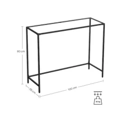 Rootz Konsolbord - Konsolbord med hærdet glas - Entrébord - Gangbord - Sofabord - Moderne konsolbord - Industrielt gangbord - Accentbord - Metal - Gla | Fyndiq