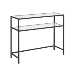Rootz Konsolbord - Konsolbord med 2 hylder - Entrebord - Gangbord - Sofabord - Moderne konsolbord - Industrielt gangbord - Accentbord - Metal - Glas - | Fyndiq
