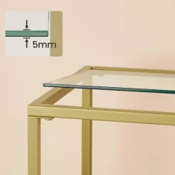 Rootz konsolbord - moderne glas konsolbord - metalramme konsolbord - industriel stil - guld - 35 x 100 x 80 cm (D x B x H)
