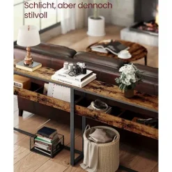 Rootz konsolbord - smalt indgangsbord - gangbord - pladsbesparende design - 24 cm x 100 cm x 80 cm - brun-sort