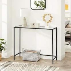 Rootz Konsolbord - Sort metalglas - Entrébord - Sofabord - Moderne design - 100 cm x 35 cm x 80 cm