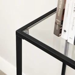Rootz Konsolbord - Sort metalglas - Entrébord - Sofabord - Moderne design - 100 cm x 35 cm x 80 cm