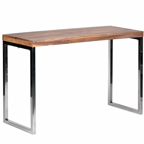 Rootz konsolbord massivt træ akaciekonsol med metalben skrivebord 120 x 45 cm skænk i landlig stil