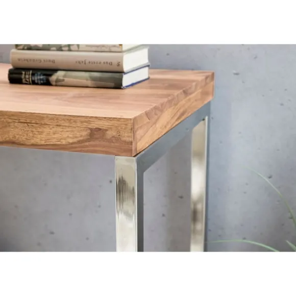Rootz konsolbord massivt træ akaciekonsol med metalben skrivebord 120 x 45 cm skænk i landlig stil