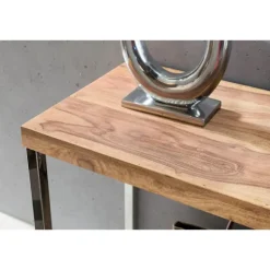 Rootz konsolbord massivt træ akaciekonsol med metalben skrivebord 120 x 45 cm skænk i landlig stil