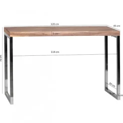 Rootz konsolbord massivt træ akaciekonsol med metalben skrivebord 120 x 45 cm skænk i landlig stil