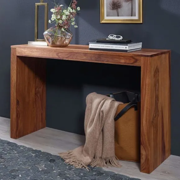 Rootz Konsolbord Massivt træ Sheesham konsolbord 115 x 40 cm arbejdsbord i hyttestil naturligt træ moderne