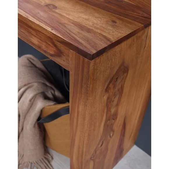 Rootz Konsolbord Massivt træ Sheesham konsolbord 115 x 40 cm arbejdsbord i hyttestil naturligt træ moderne