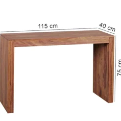 Rootz Konsolbord Massivt træ Sheesham konsolbord 115 x 40 cm arbejdsbord i hyttestil naturligt træ moderne
