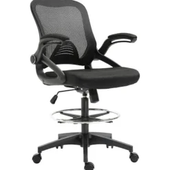 Rootz kontorlænestol - Skrivebordsstol - Ståfunktion med fodstøtte - Drejeligt sæde - Stål - Sort - 64 x 60 x 106-126 cm