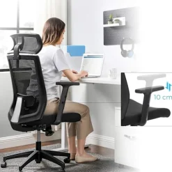 Rootz Kontorstol - Kontorstol - Ergonomisk - 360° drejestol - Lændestøtte - Nakkestøtte - Justerbar - Tiltbar - Sort