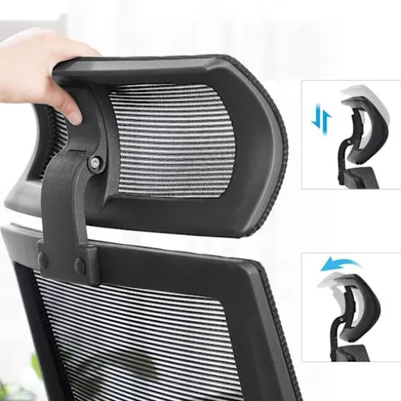 Rootz Kontorstol - Kontorstol - Ergonomisk - 360° drejestol - Lændestøtte - Nakkestøtte - Justerbar - Tiltbar - Sort