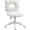 Rootz Kontorstol - Skrivebordsstol - Højdejusterbar - Teddypels - Teddy Fleece - 100% Polyester - Stål - Hvid - 50 Cm X 56 Cm X 90 Cm