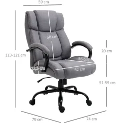 Rootz Kontorstol - Skrivebordsstol - Spillestol - Drejestol - Arbejdsstol - Casual kontorstol - Ergonomisk stol - Lysegrå - 72,5x83x110-118 cm