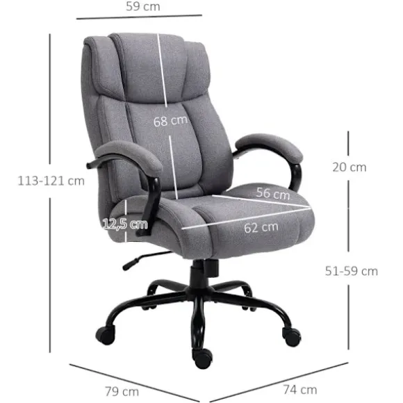 Rootz Kontorstol - Skrivebordsstol - Spillestol - Drejestol - Arbejdsstol - Casual kontorstol - Ergonomisk stol - Lysegrå - 72,5x83x110-118 cm