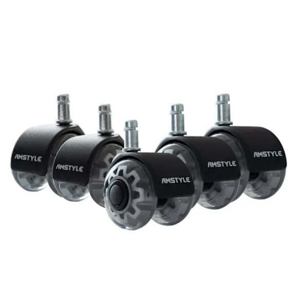 Rootz kontorstol Gulvrullesæt - 5 stykker universalhjul - Silent Rollers - Holdbart metalhus - 22 mm Parklængde
