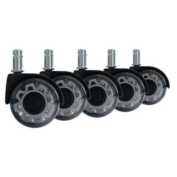 Rootz kontorstol Gulvrullesæt - 5 stykker universalhjul - Silent Rollers - Holdbart metalhus - 22 mm Parklængde