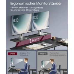 Rootz L Shape skrivebord - Spillebord - Studiebord - Spånplade og stål - Rummeligt - 105 cm x 135 cm x 89,5 cm