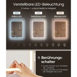 Rootz LED sminkebord - Moderne vaskebord - Oplyst makeup skrivebord - Spånplade - 40 cm x 117 cm x 145 cm - Cloud White