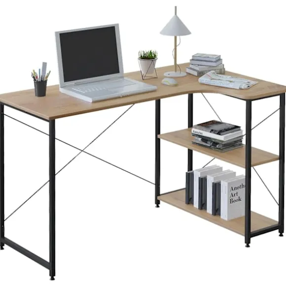 Rootz L-formet hjørneskrivebord - Kontorbord - Spillebord - Rigelig arbejdsplads - Integreret opbevaring - Robust konstruktion - 120 cm x 71,5 cm x 74 | Fyndiq