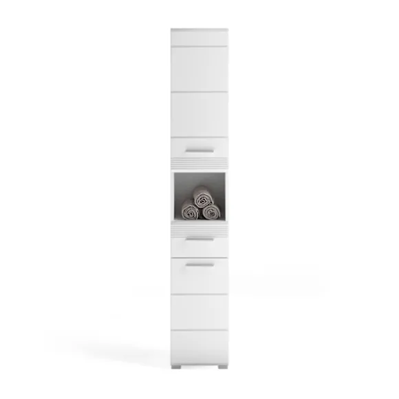 Rootz Linus badeværelse høje skab - træmateriale - hvid højglans - modulære møbler - 30 x 182 x 31 cm