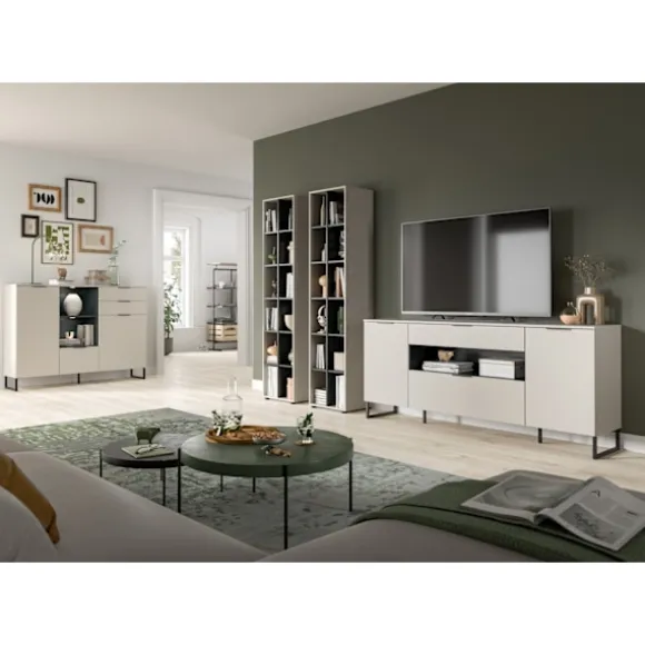 Rootz Living Room Set - Cashmere Imitation - Opbevaringshylder - Høj kvalitet - 305x192x41cm
