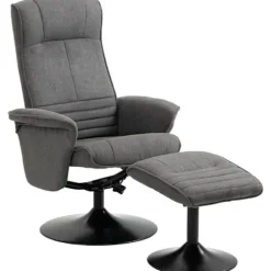 Rootz Lænestol - Accent Stol - Hvilestol med fodskammel - Justerbart ryglæn til soveværelset - Skum - Mørkegrå - 69 x 71 x 104 cm