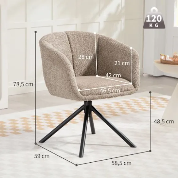 Rootz Lænestol - Polstret Stol - Roterbart sæde - Hyggelig komfort - Støtter op til 120 kg - 58,5 cm x 78,5 cm - Brun